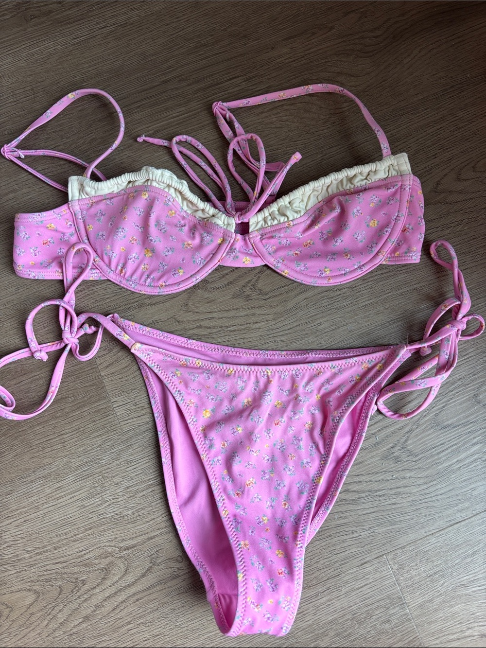 Pink Floral Tie-String Bikini Set pacsun